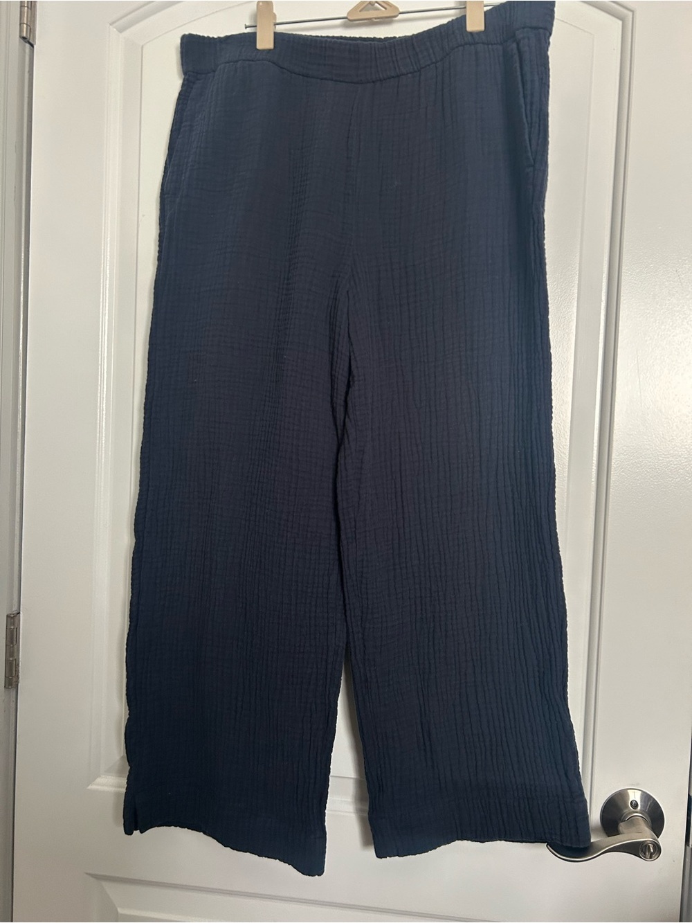 J Jill 100% Cotton Wide Leg Navy Culottes  Size M chic coastal lounge beach